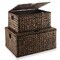 Casafield Water Hyacinth Rectangular Storage Baskets with Lids, Multipurpose Shelf Organization Totes for Bedroom, Bathroom, Laundry, Home Office